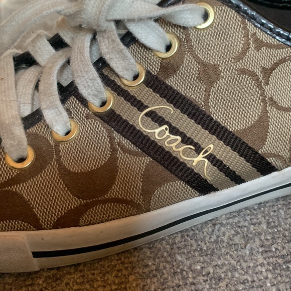 Coach Folly sneakers with classic brown Coach logo and text. Size 6 1/2. - Picture 3 of 6